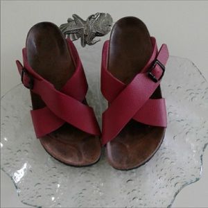 Adorable red Birkenstock sandals!